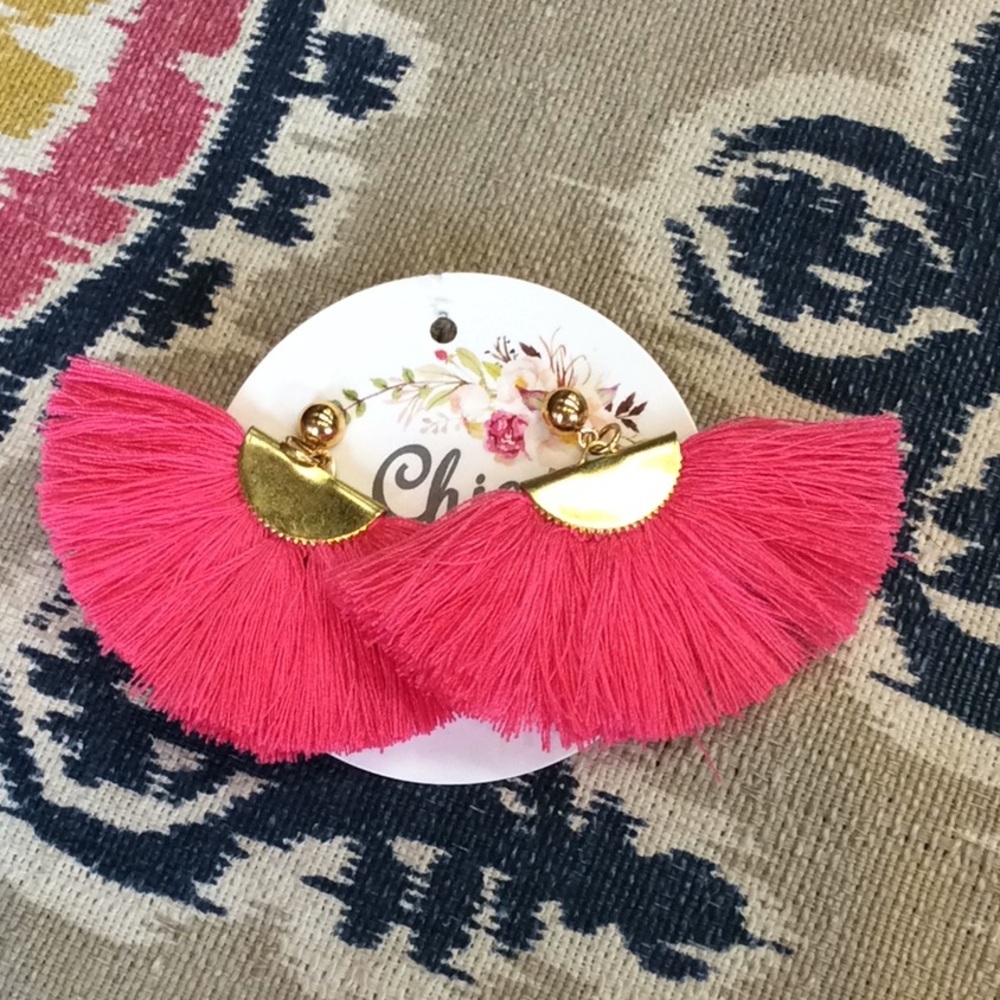 Hot Pink Fan Earrings
